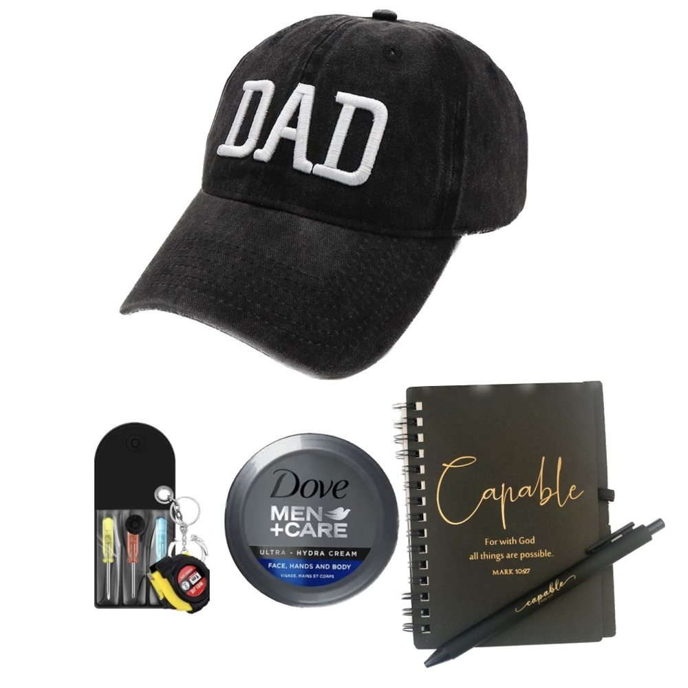 Fathers Day Gift Box Bundle - Hat, Dove, Mini Notebook, Mini Keychain